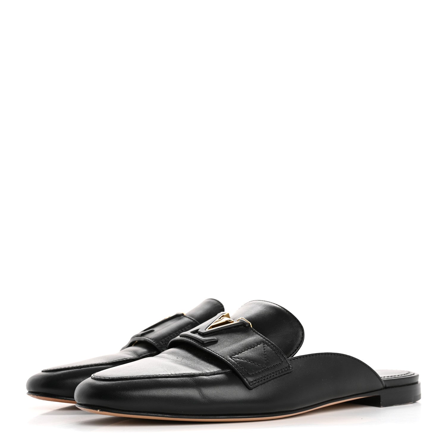 Louis Vuitton Calfskin LV Mare Open Back Loafers 38 Black 4 of 10