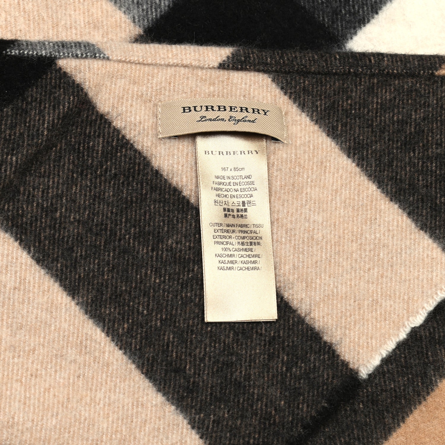 Burberry Cashmere Check Triangle Bandana Scarf Camel 3 of 4