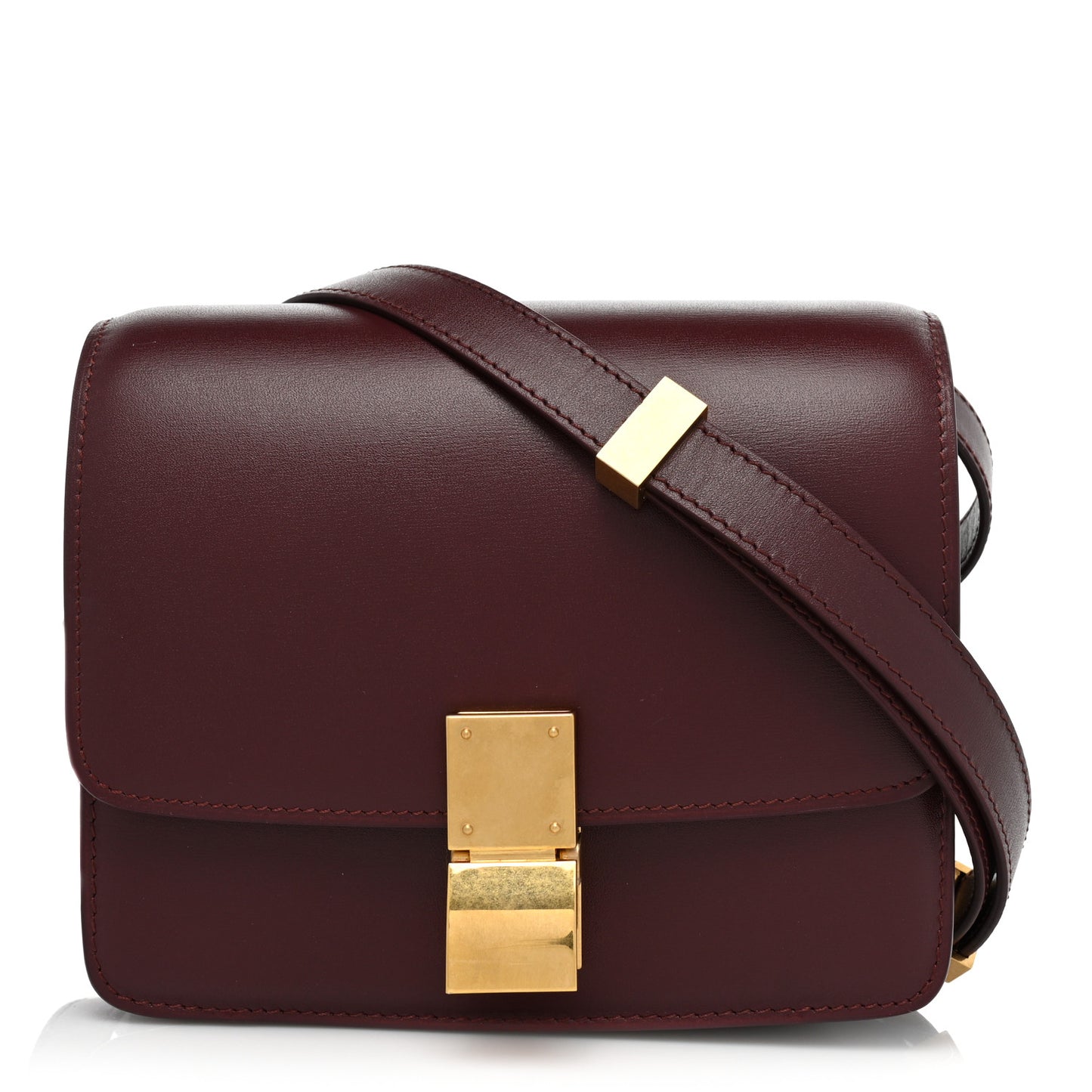 Box Calfskin Small Classic Box Flap Bag Burgundy