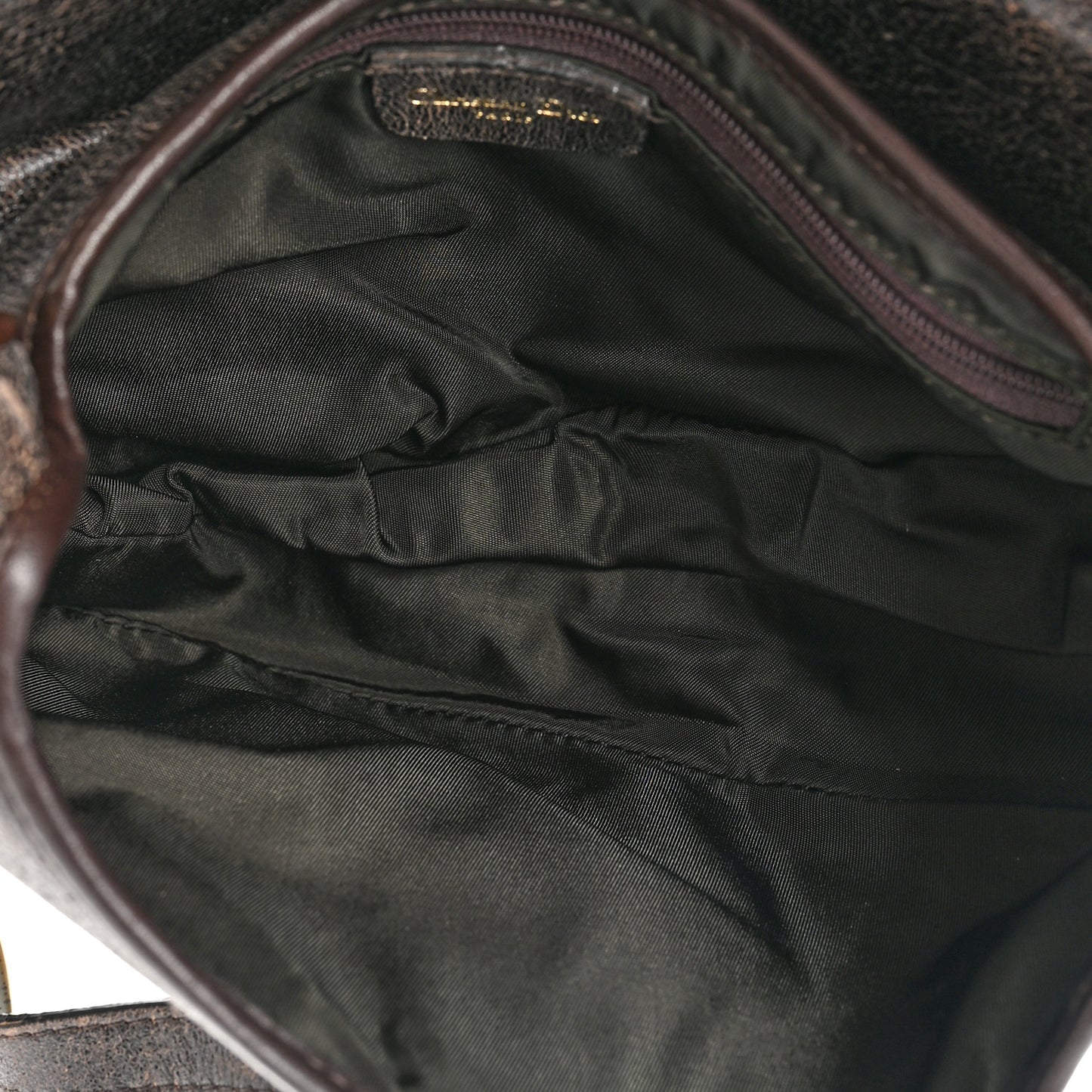 Distressed Calfskin Saddle Bag Brown