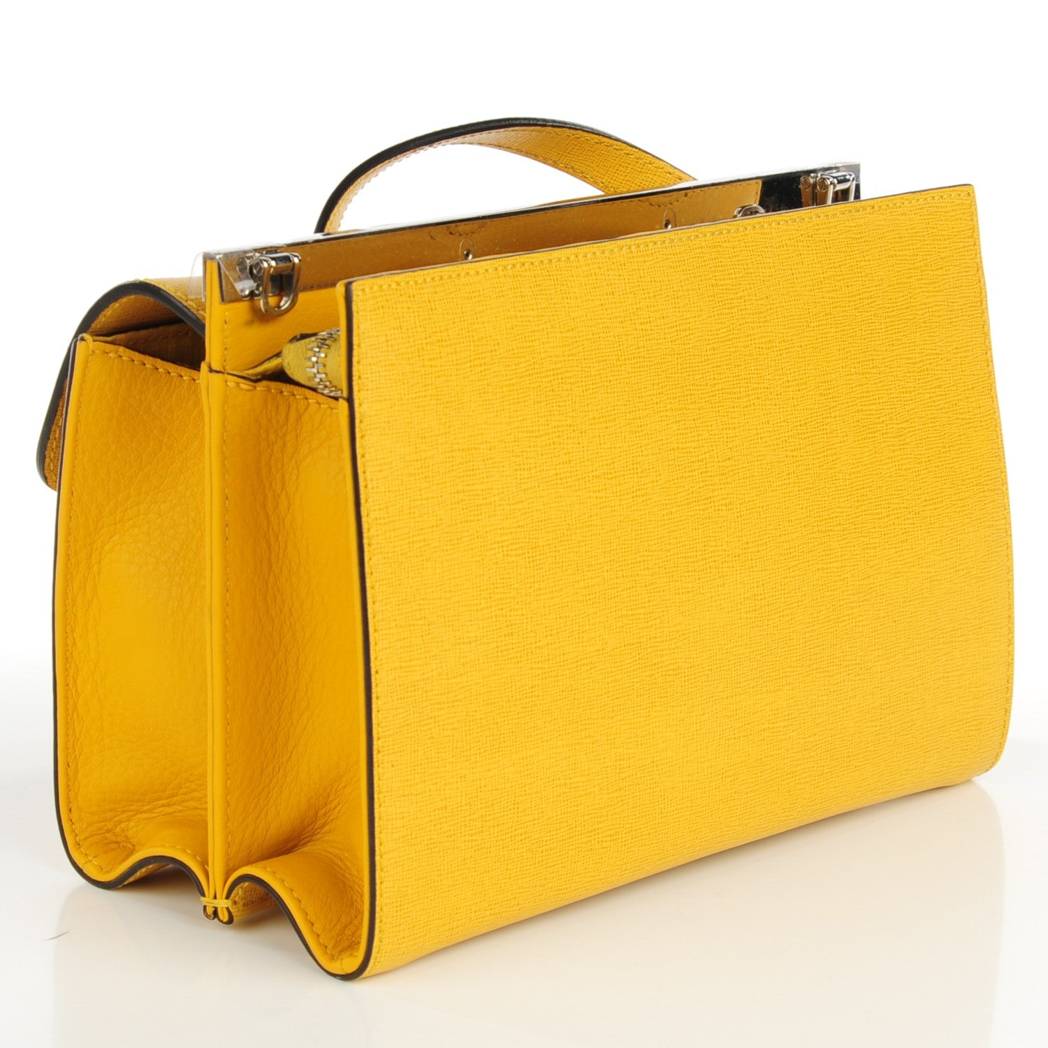 Fendi Vitello Elite Flamingo Mini Demi Jour Shoulder Bag Mustard 3 of 7