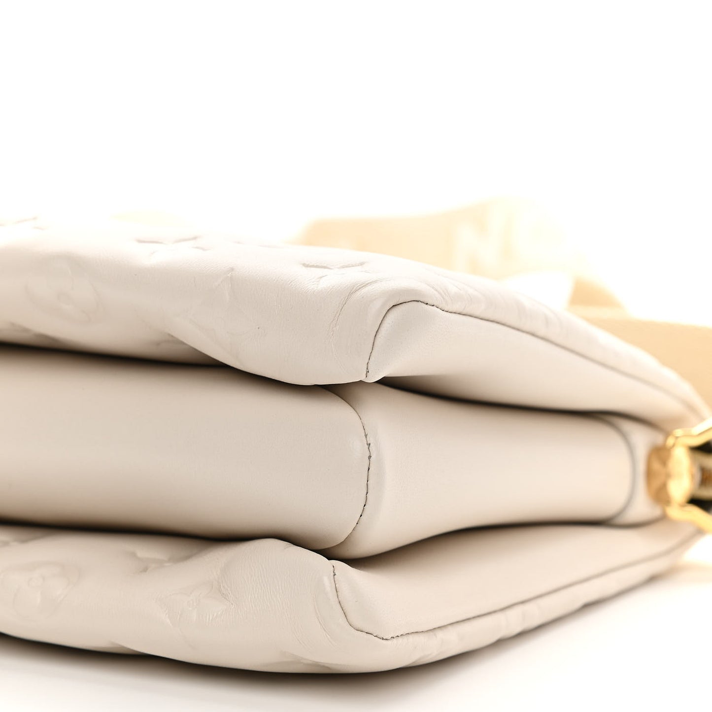 Lambskin Embossed Monogram Coussin PM Cream