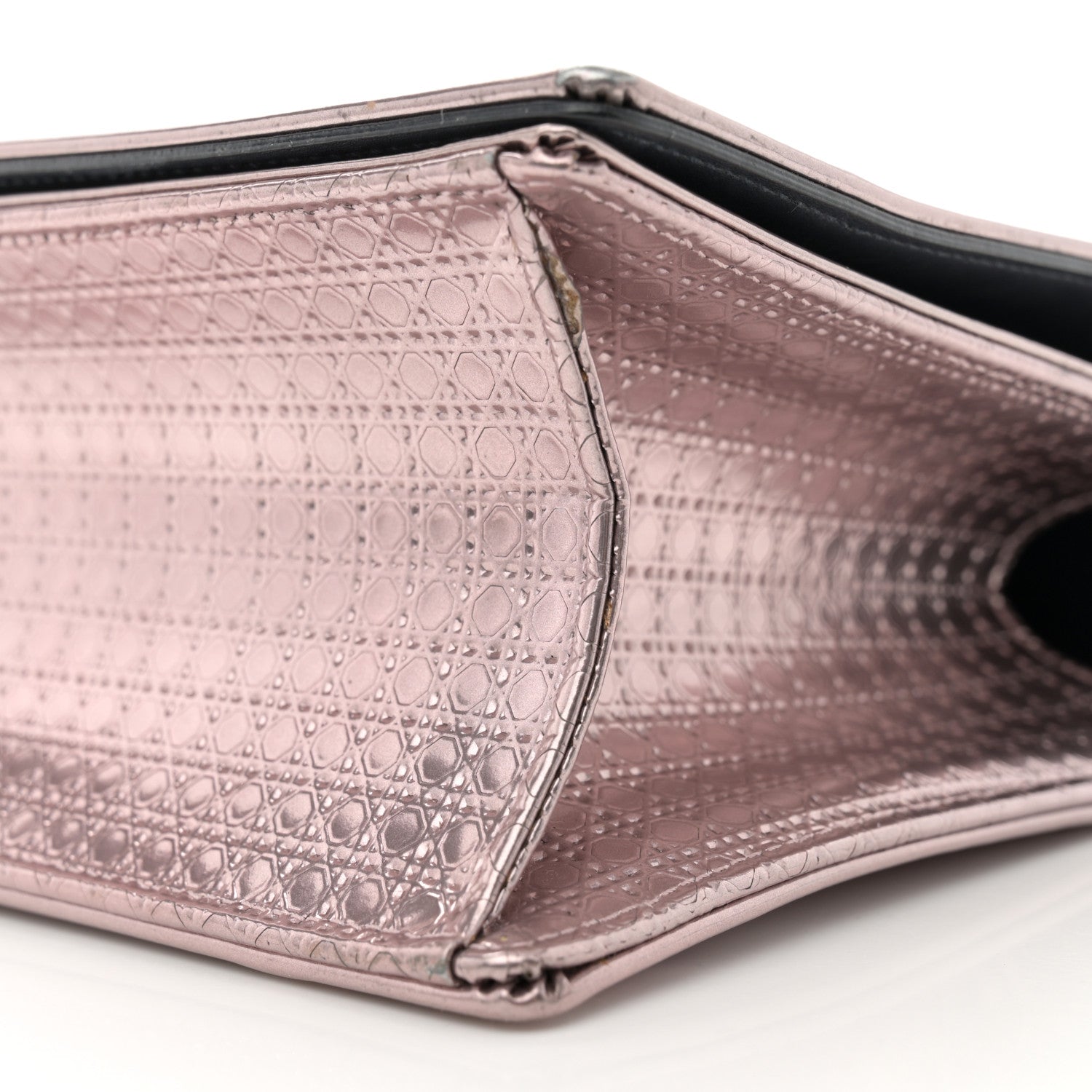 Christian Dior Metallic Patent Micro-Cannage Medium Diorama Flap Bag Pink 10 of 16