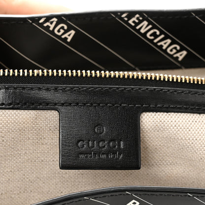 Gucci X BALENCIAGA Calfskin Logo Print Medium Jackie 1961 Hobo Black 6 of 10