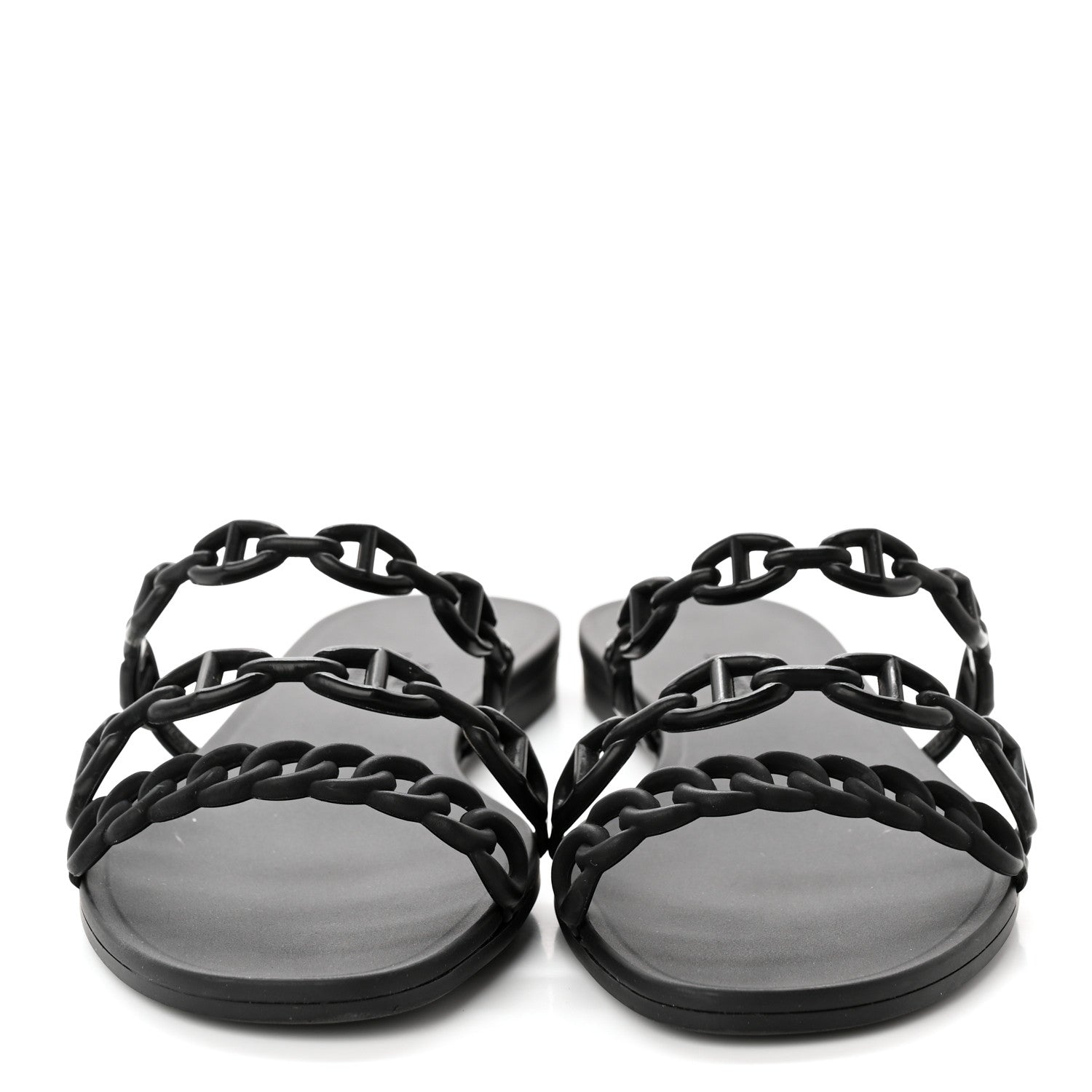 Hermes Rubber Chaine d'Ancre Rivage Sandals 36 Black 2 of 8