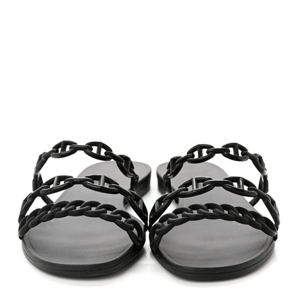 Hermes Rubber Chaine d'Ancre Rivage Sandals 36 Black 2 of 8