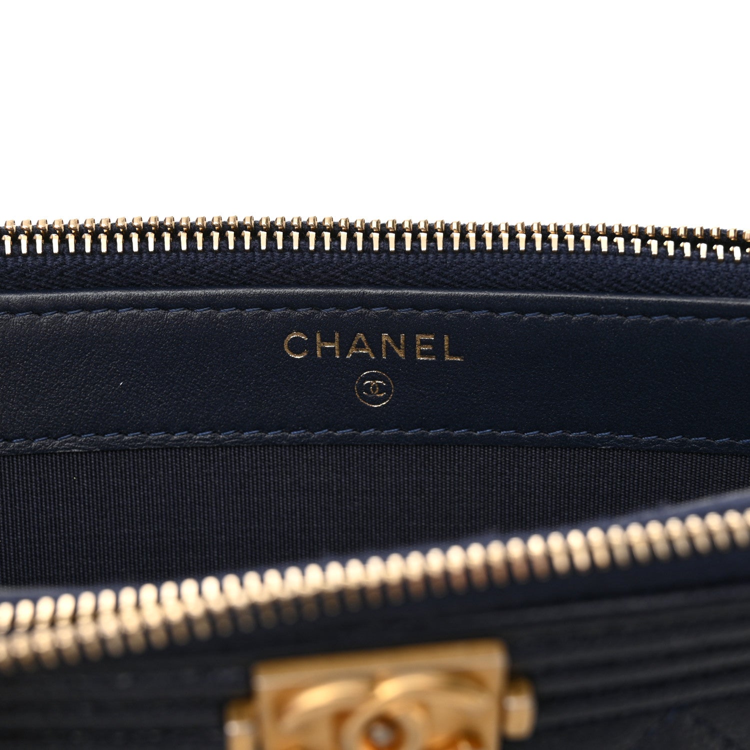 Chanel Caviar Quilted Small Boy Clutch With Chain Dark Blue 7 of 12