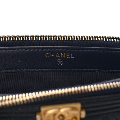 Chanel Caviar Quilted Small Boy Clutch With Chain Dark Blue 7 of 12