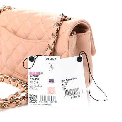 Chanel Lambskin Quilted Mini Rectangular Flap Beige 11 of 11