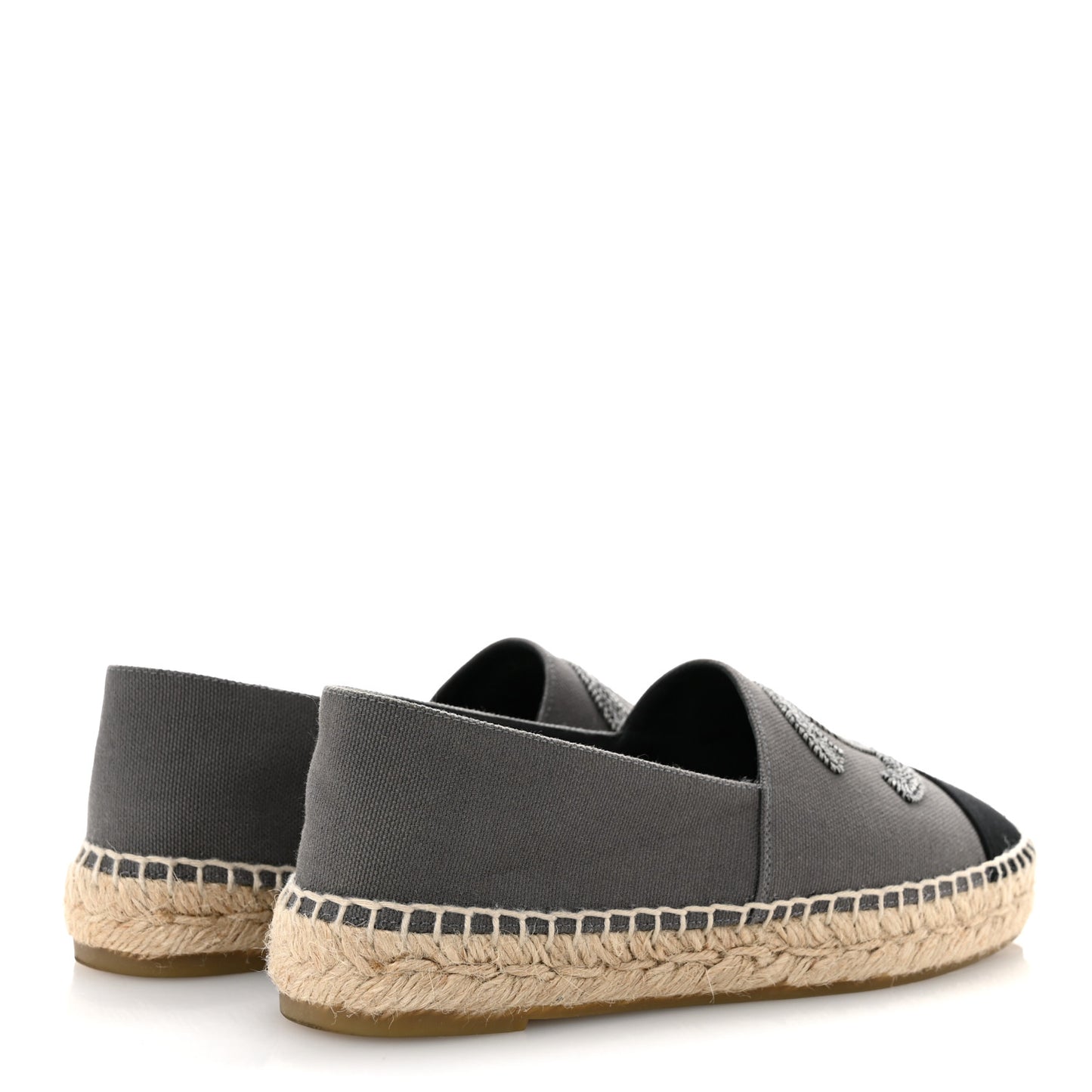 Canvas Grosgrain CC Espadrilles 36 Grey Black
