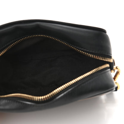 Fendi Glazed Fabric Vitello Century FF 1974 Stamp Patch Mini Camera Case Mogano Panna Black 5 of 11