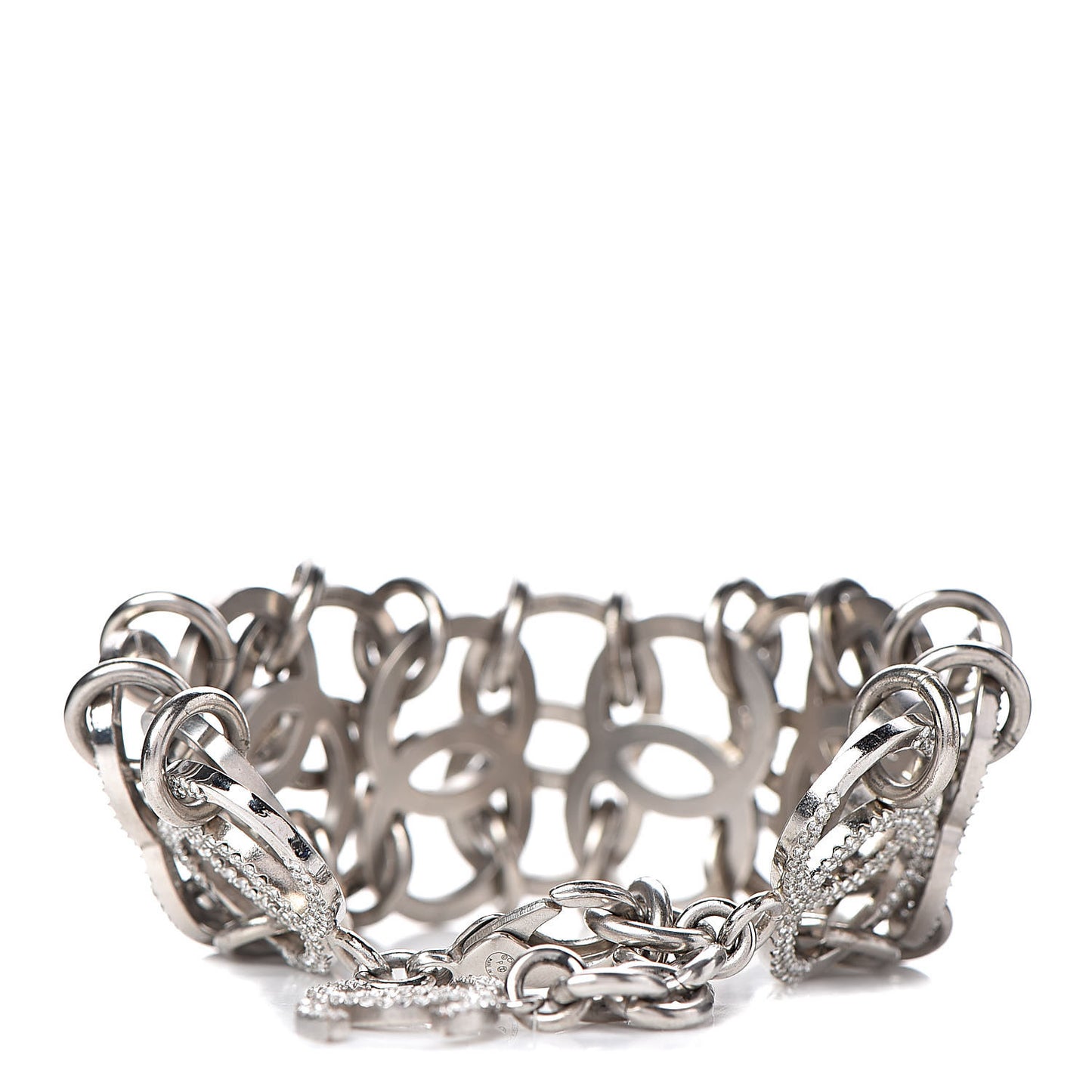 Crystal CC Chain Link Bracelet Silver