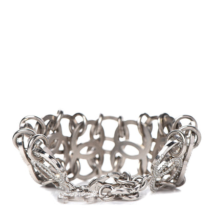 Chanel Crystal CC Chain Link Bracelet Silver 3 of 5