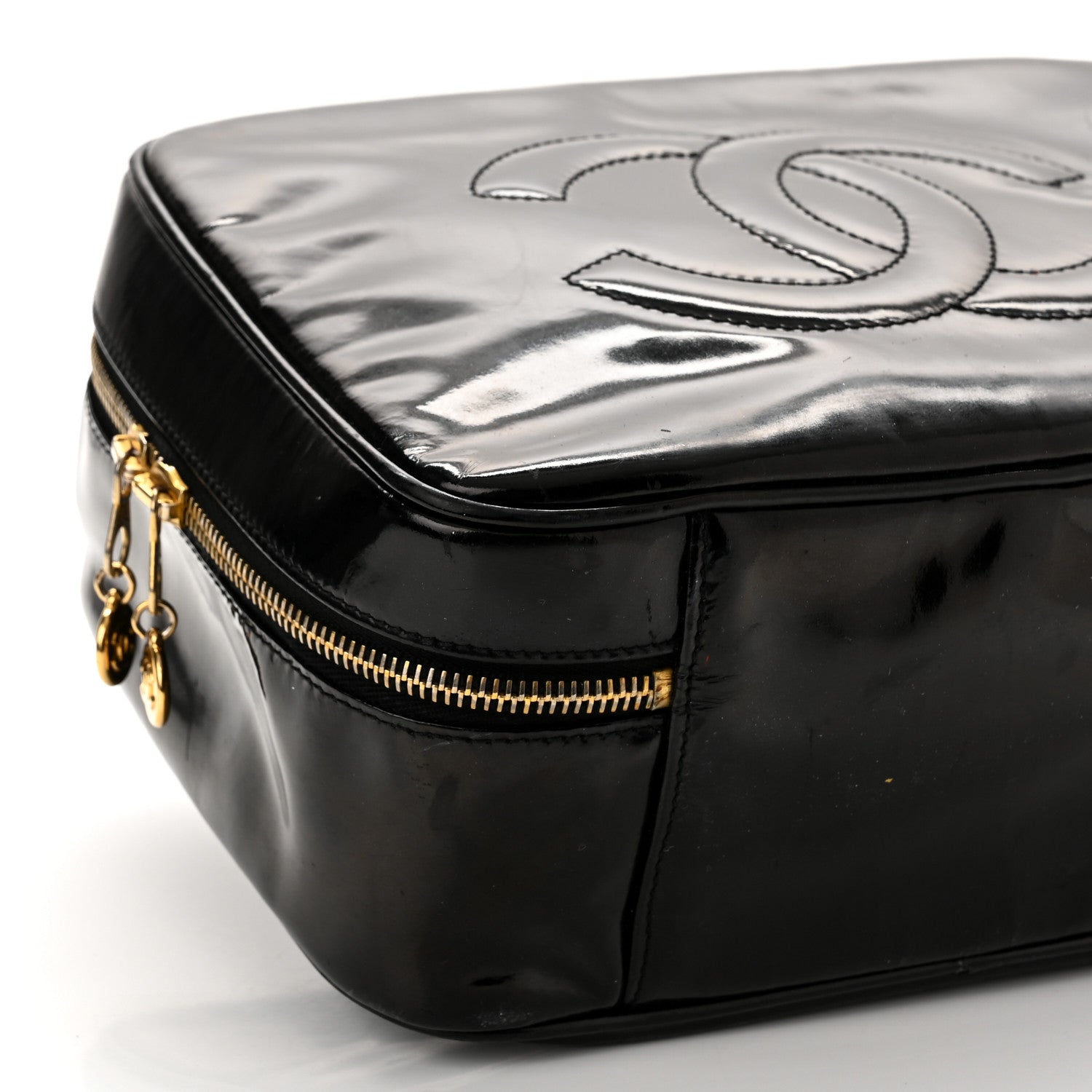 Chanel Patent CC Vanity Cosmetic Case Black 9 of 10