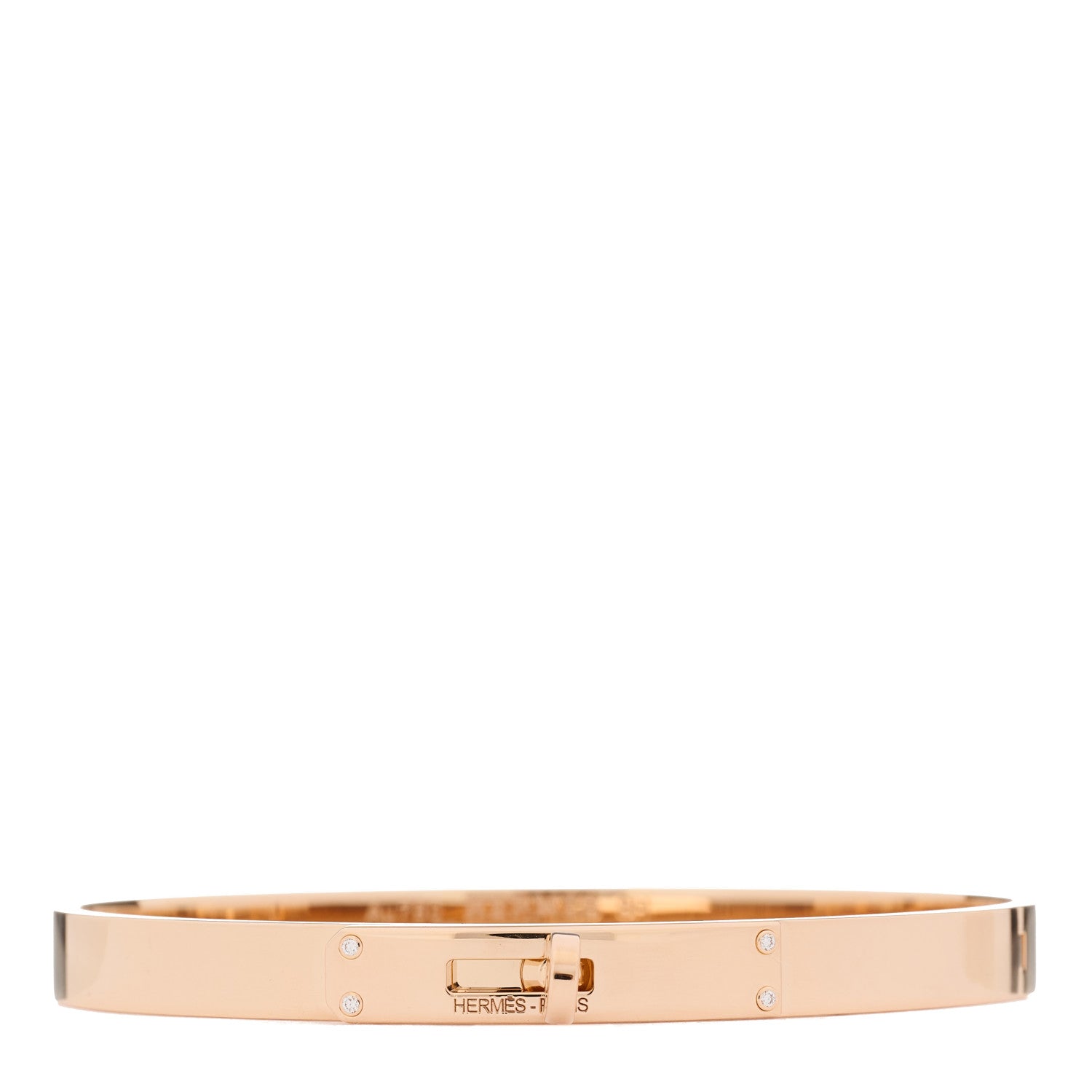 Hermes 18K Rose Gold Diamond PM Kelly Bracelet SH 1 of 4