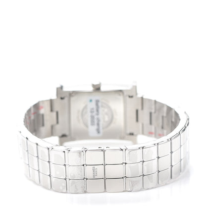 Hermes Stainless Steel Diamond Mother of Pearl 21mm Heure H Hour Quartz Watch 4 of 6