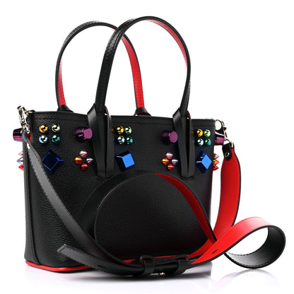 Christian Louboutin Calfskin Empire Spike Studded Mini East West Cabata Tote Black Multicolor 3 of 12