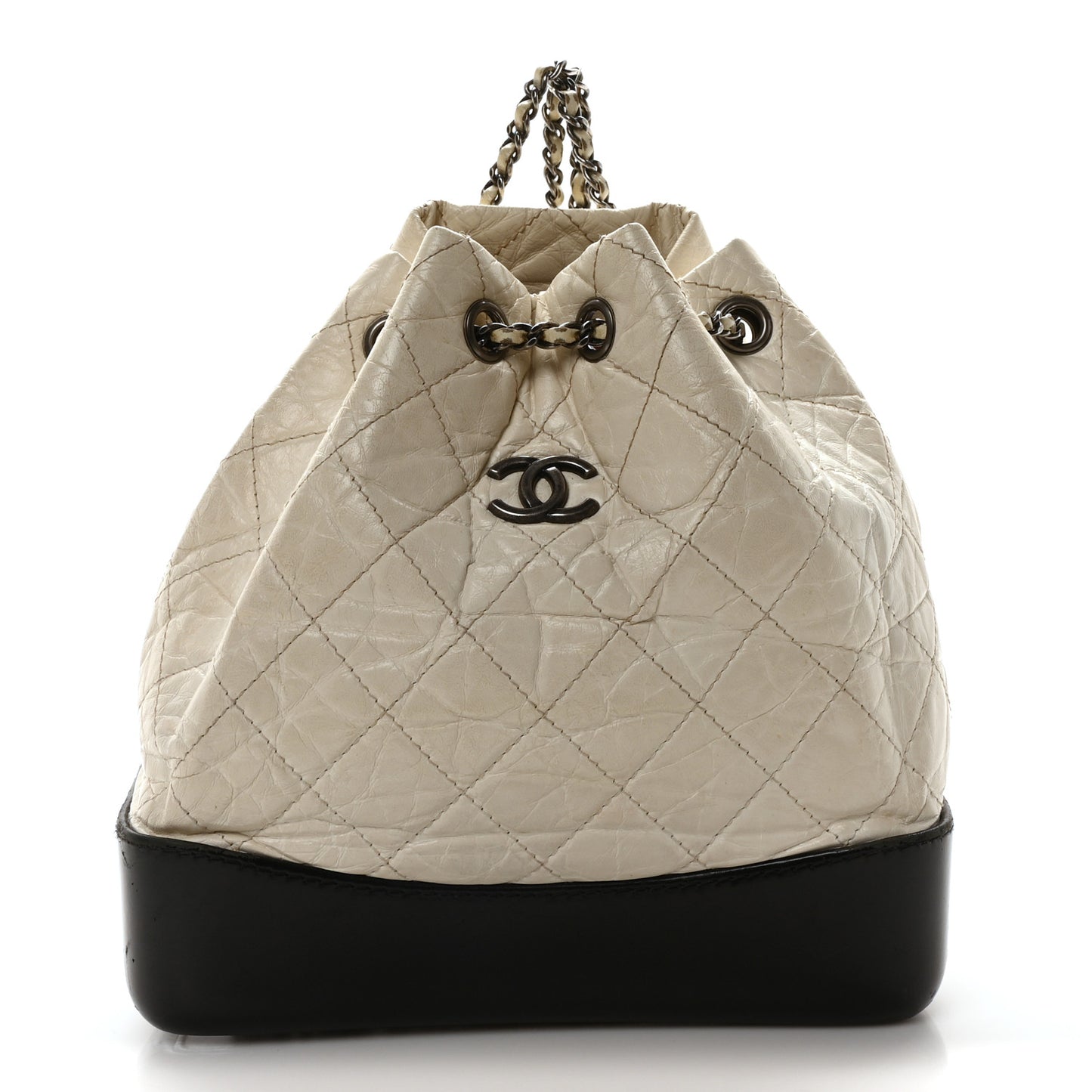 Aged Calfskin Quilted Small Gabrielle Backpack Black White
