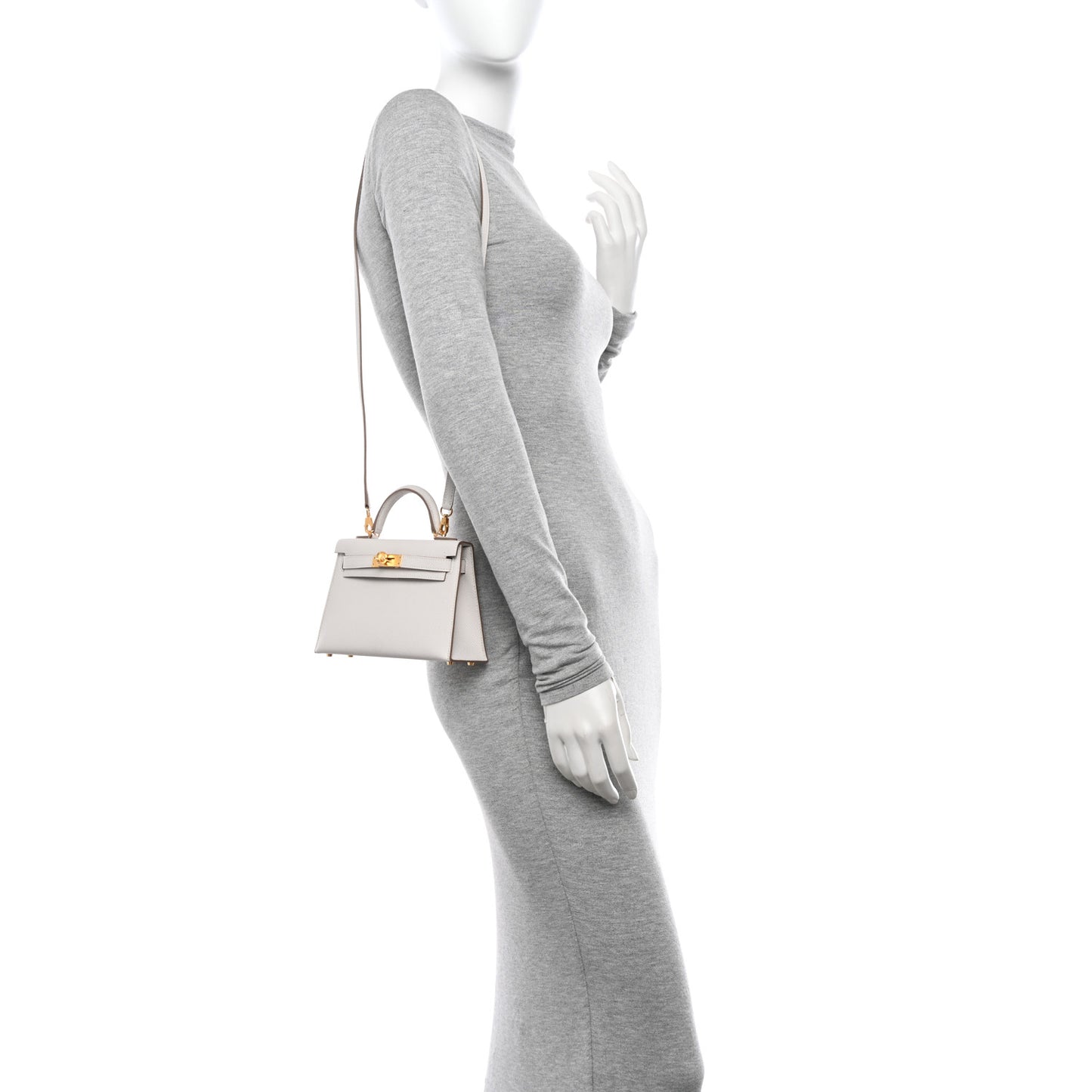 Epsom Mini Kelly Sellier 20 Gris Pale