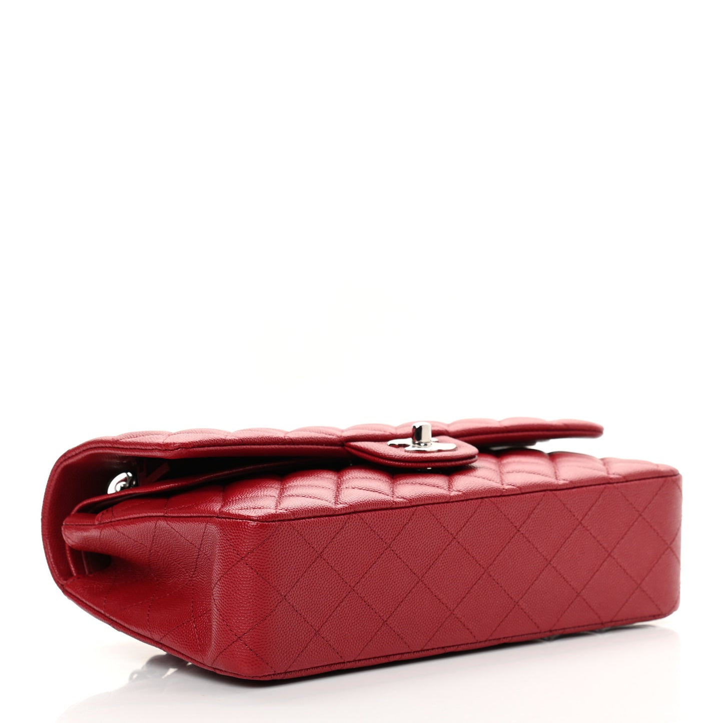 Caviar Quilted Medium Double Flap Red