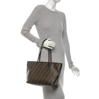 Fendi Zucca Spalmati Small Roll Tote Tobacco Blue 2 of 6