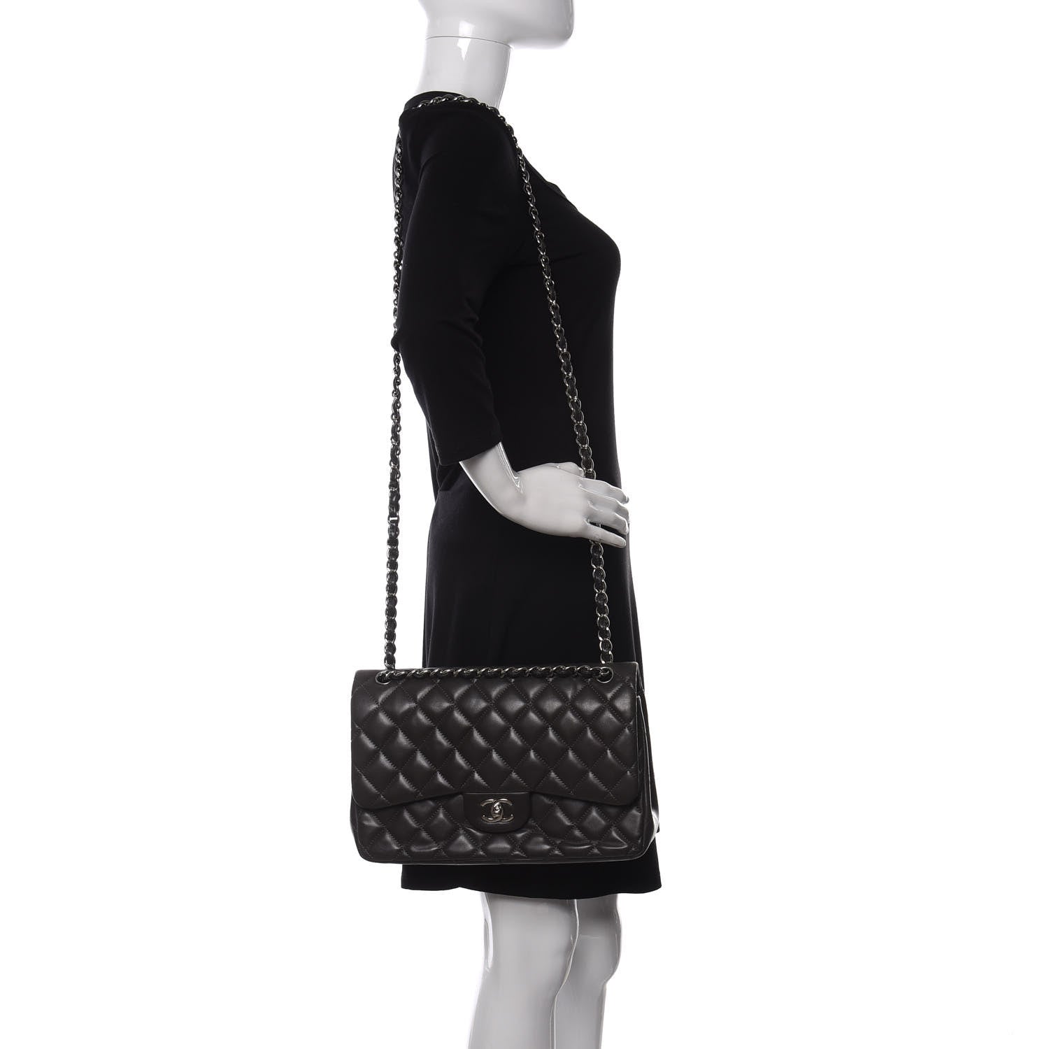 Chanel Lambskin Quilted Jumbo Double Flap Black 2 of 10