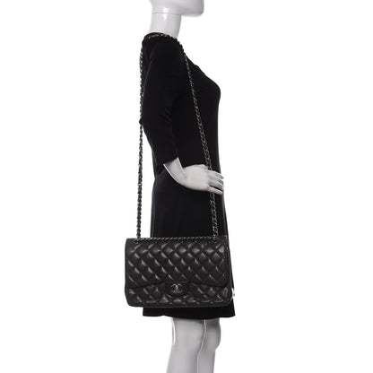 Chanel Lambskin Quilted Jumbo Double Flap Black 2 of 10
