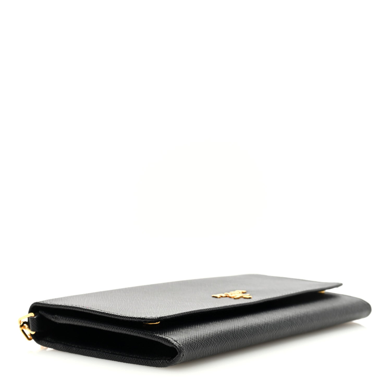 Prada Saffiano Metal Oro Chain Wallet Black 4 of 9