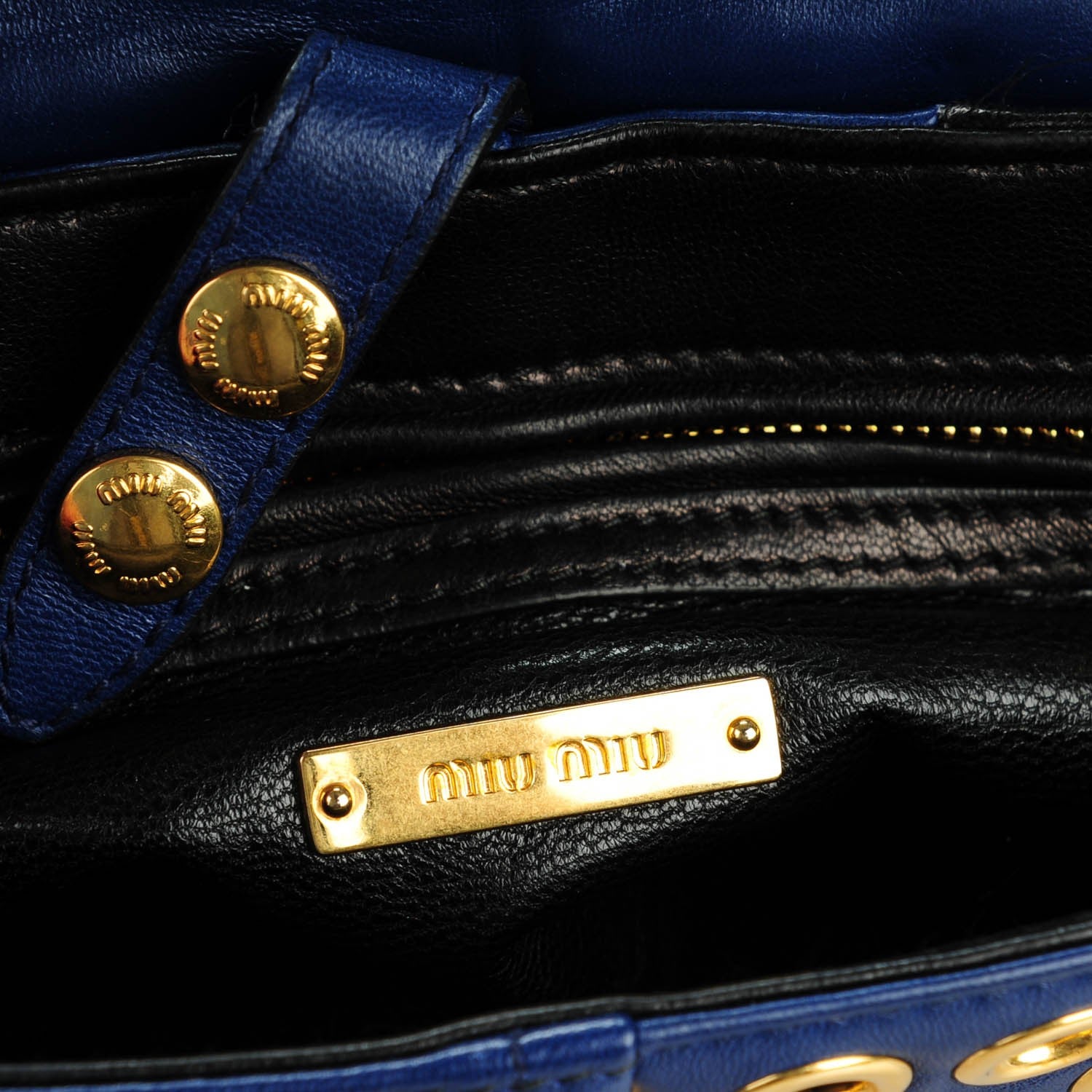 Miu Miu Nappa Swarovski Crystal Embellished Biker Shoulder Bag Blue Black 6 of 7
