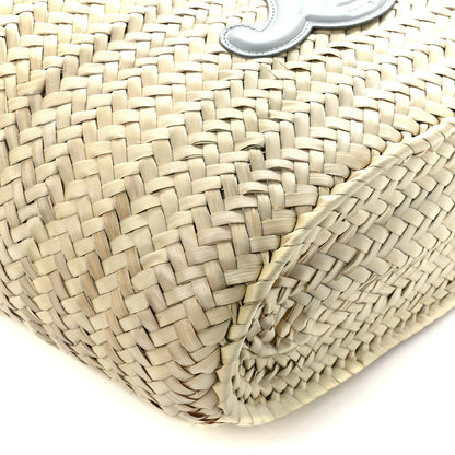 Celine Raffia Calfskin Triomphe Medium Panier Soft Blue 9 of 10