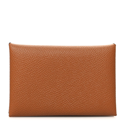 Hermes Epsom Calvi Card Case Gold 1 of 11