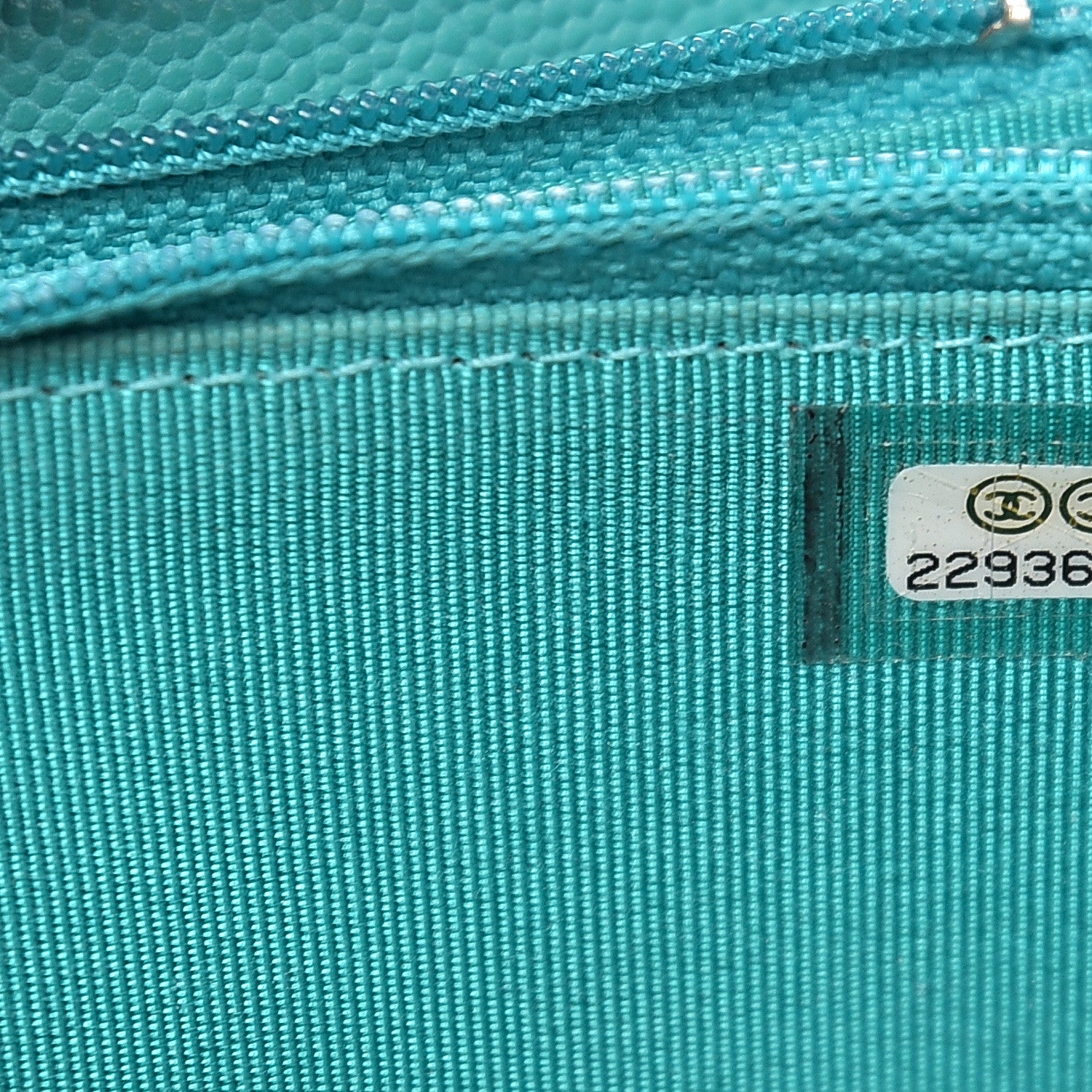Chanel Caviar Quilted Small Zip Around Wallet Turquoise 7 of 14