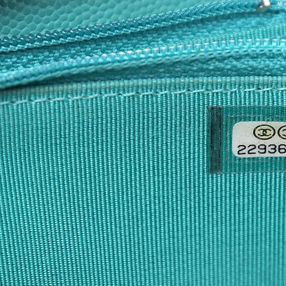 Chanel Caviar Quilted Small Zip Around Wallet Turquoise 7 of 14