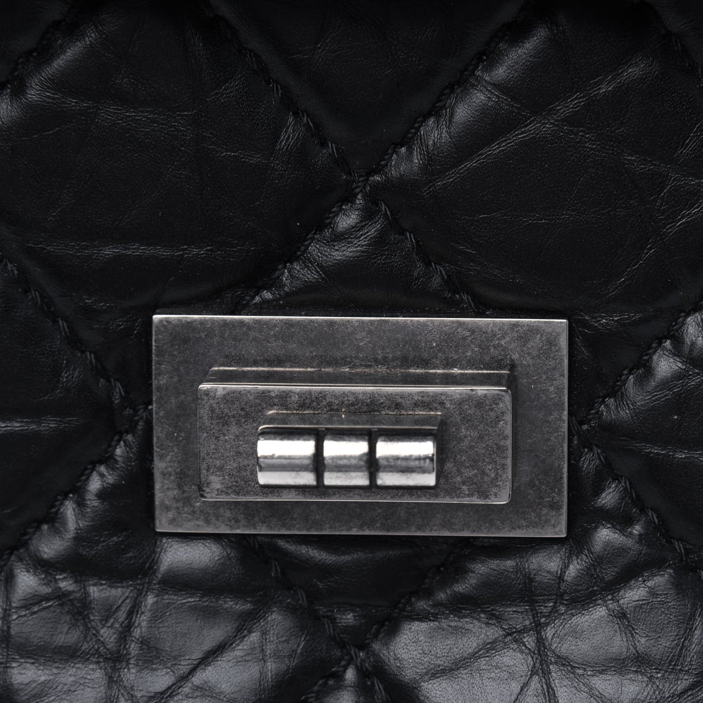 Aged Calfskin Quilted 2.55 Reissue 227 Flap Black
