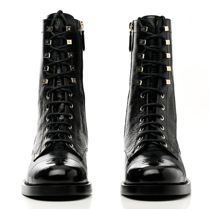 Chanel Calfskin Lace Up Combat Boots 41 Black 2 of 11