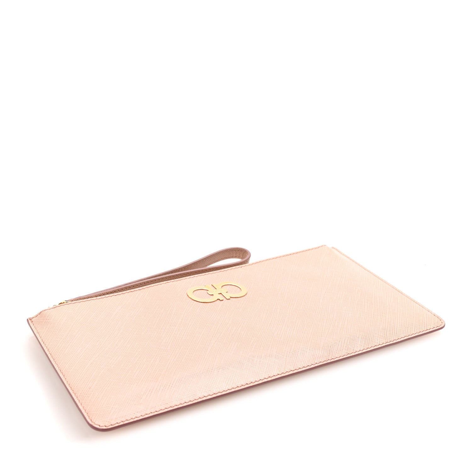 Salvatore Ferragamo Pebble Calfskin Gancini Zip Wristlet Bonbon 4 of 7
