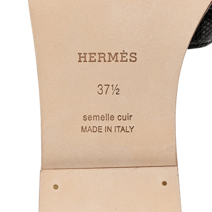 Hermes Lizard Oran Sandals 37.5 Black 8 of 9
