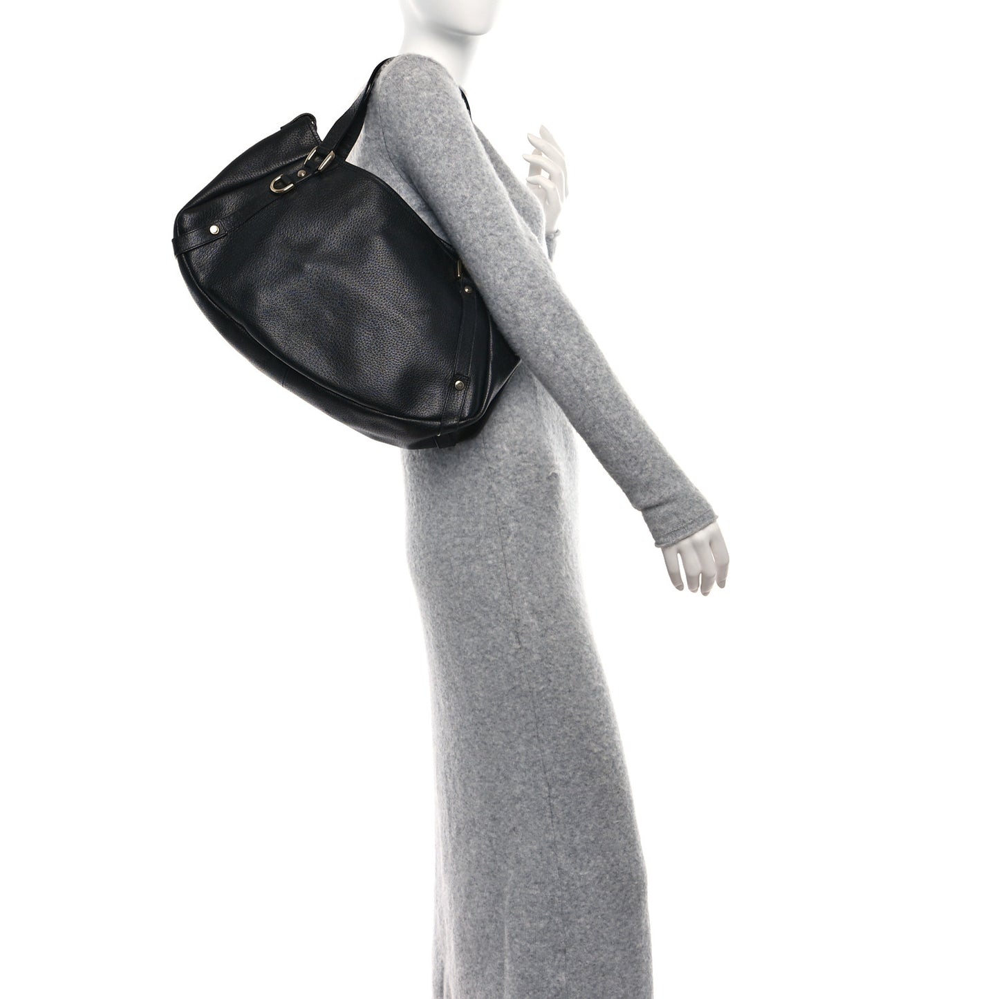 Calfskin Medium Abbey Shoulder Bag Black