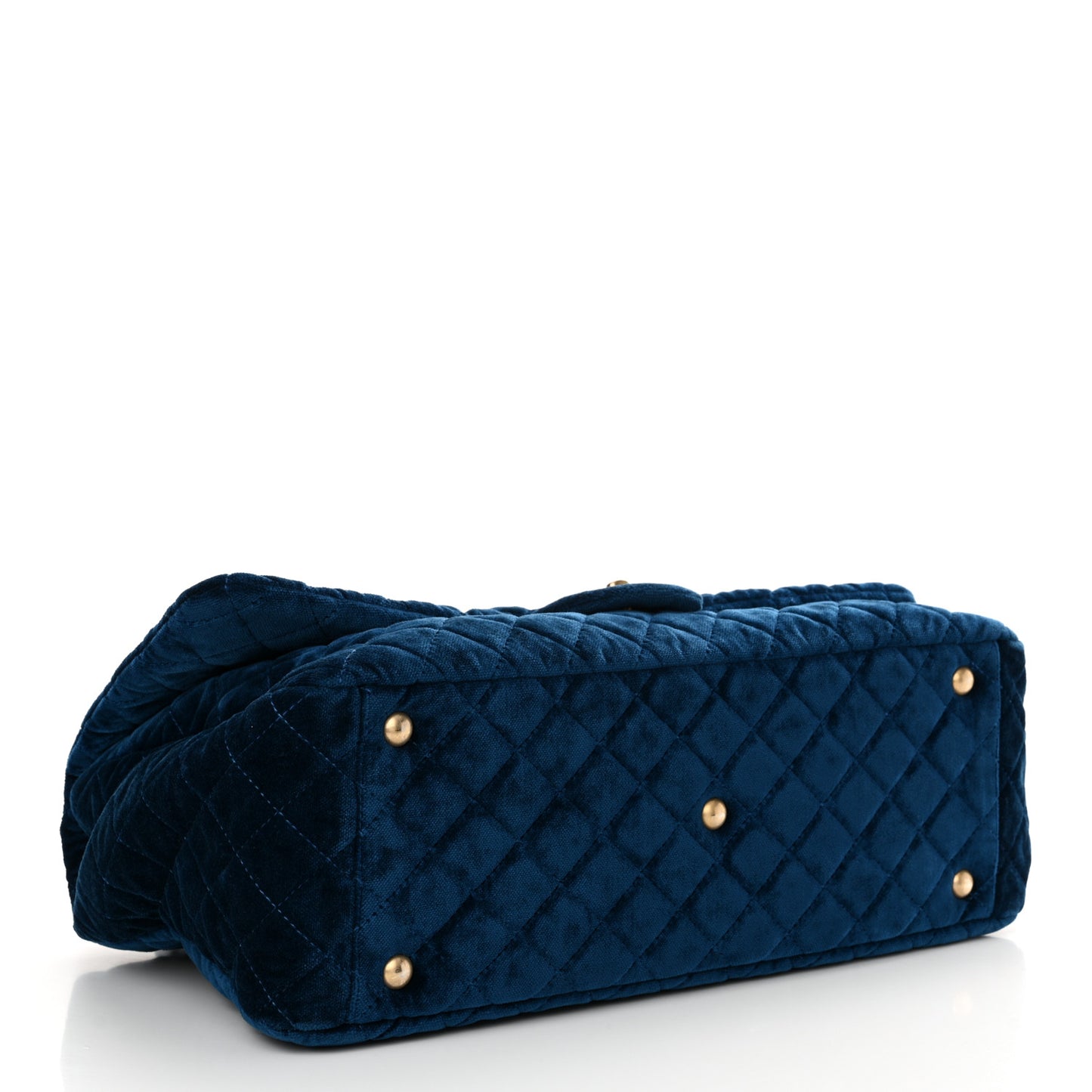 Velvet Quilted XXL Travel Flap Bag Blue