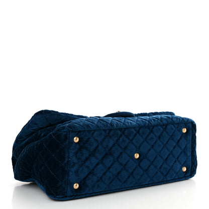 Chanel Velvet Quilted XXL Travel Flap Bag Blue 4 of 11