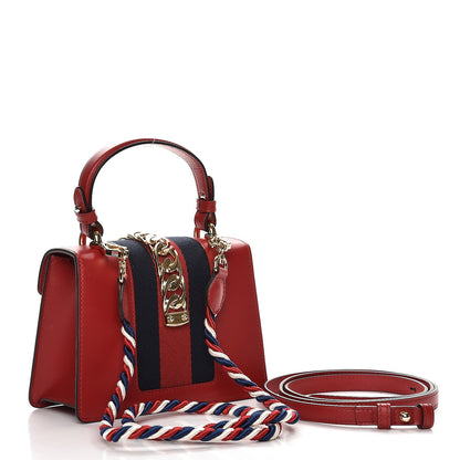 Gucci Calfskin Mini Sylvie Top Handle Bag Hibiscus Red 5 of 9