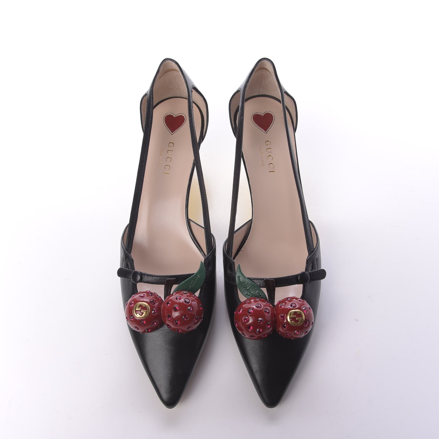 Gucci Nappa Unia Cherry Pumps 38 Black 5 of 10