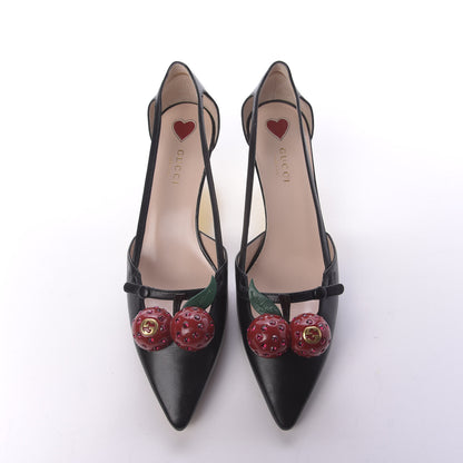 Gucci Nappa Unia Cherry Pumps 38 Black 5 of 10