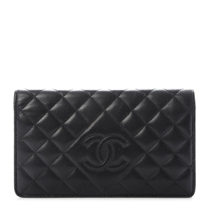 Chanel Lambskin Quilted Diamond CC Yen Wallet Black 1 of 11