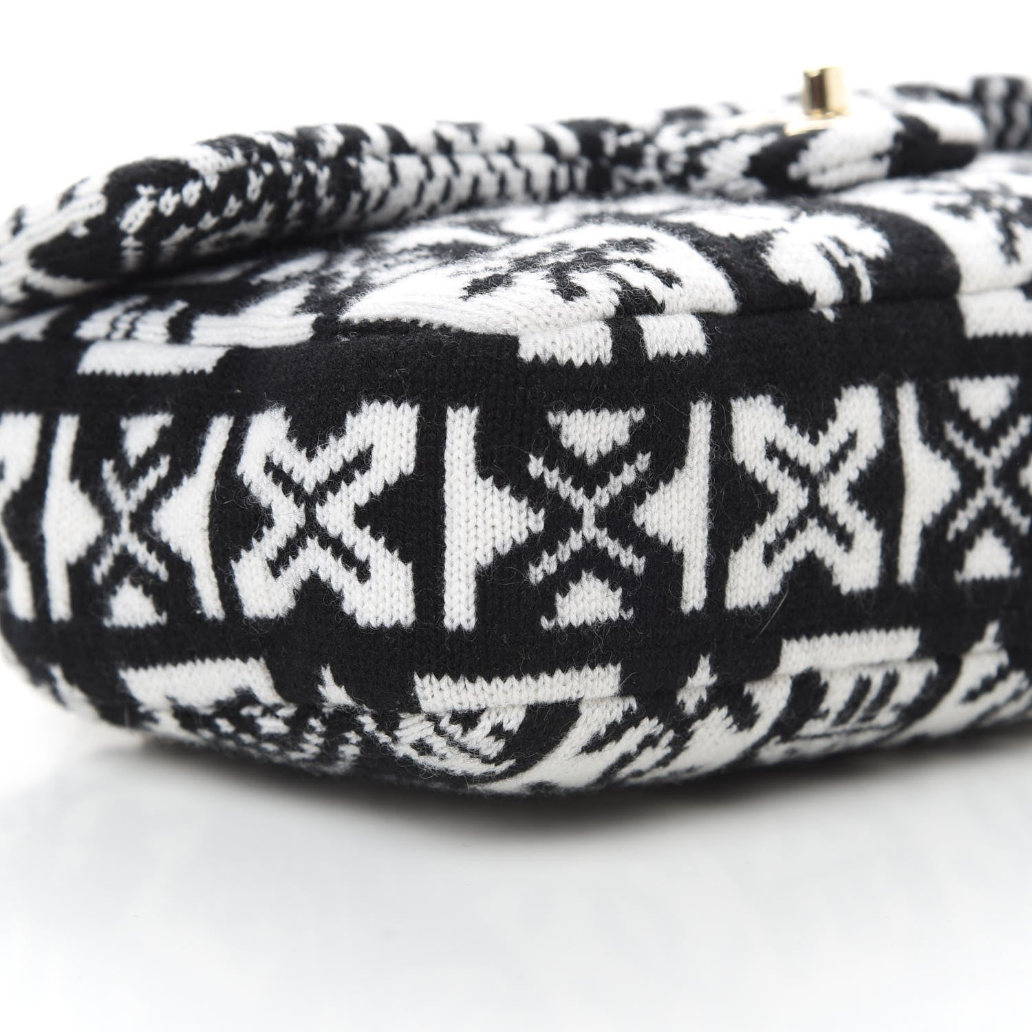 Chanel Cashmere Knit Coco Neige Flap Black White 9 of 10