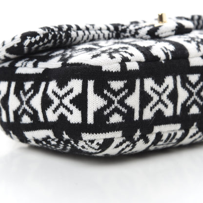 Chanel Cashmere Knit Coco Neige Flap Black White 9 of 10