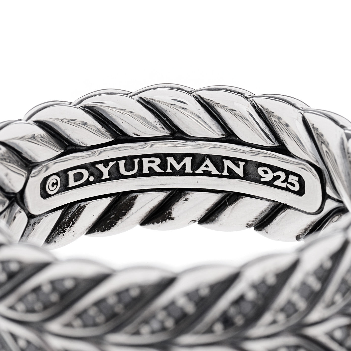 Sterling Silver Black Diamond Chevron Band Ring 65 11