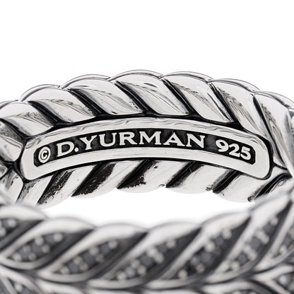 David Yurman Sterling Silver Black Diamond Chevron Band Ring 65 11 4 of 5