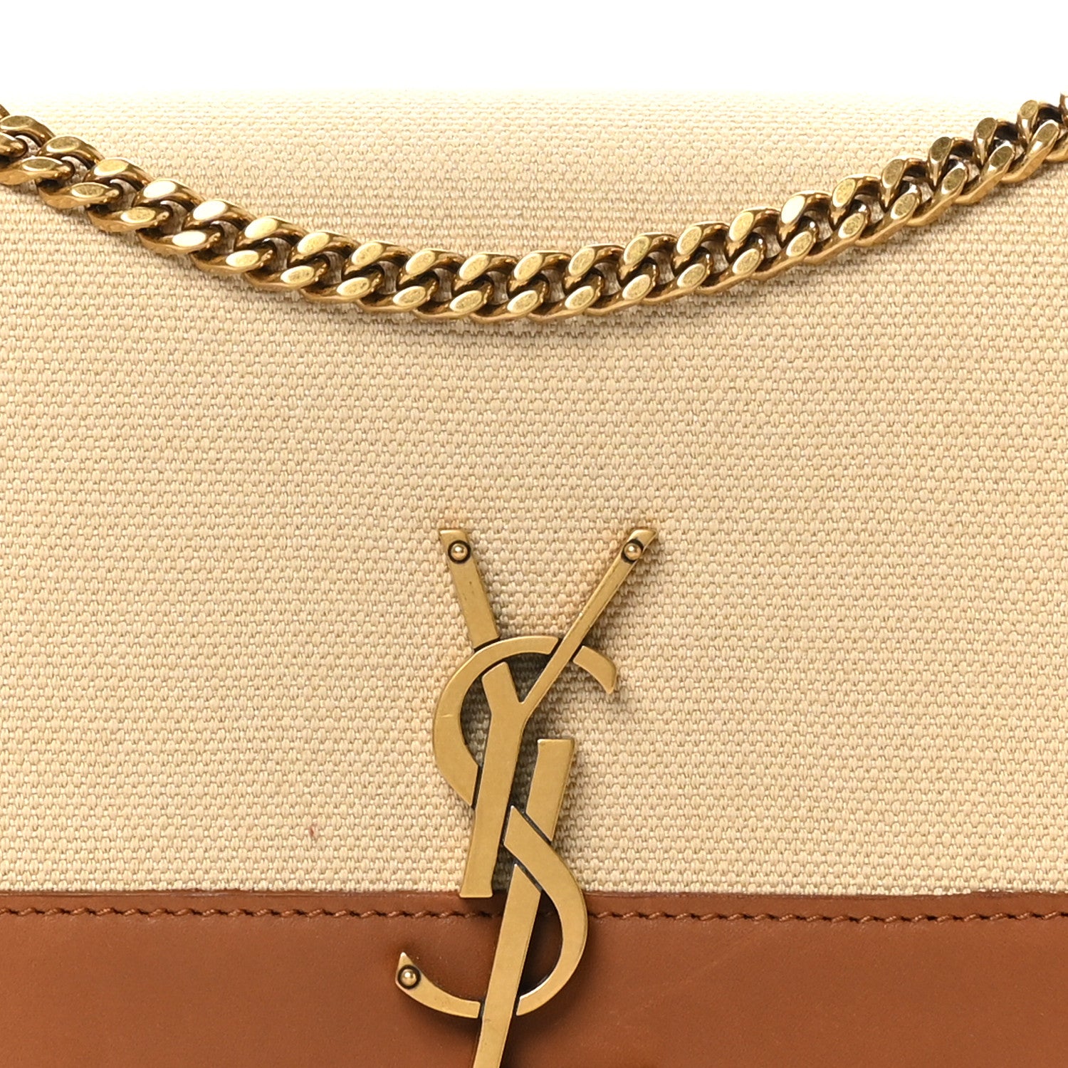 Saint Laurent Calfskin Canvas Medium Monogram Kate Satchel Ivory Brick 8 of 10