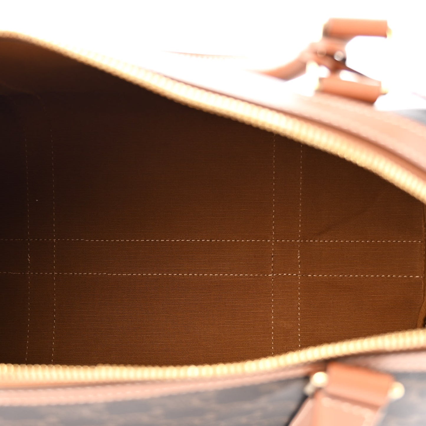 Triomphe Canvas Calfskin Large Boston Bag Tan